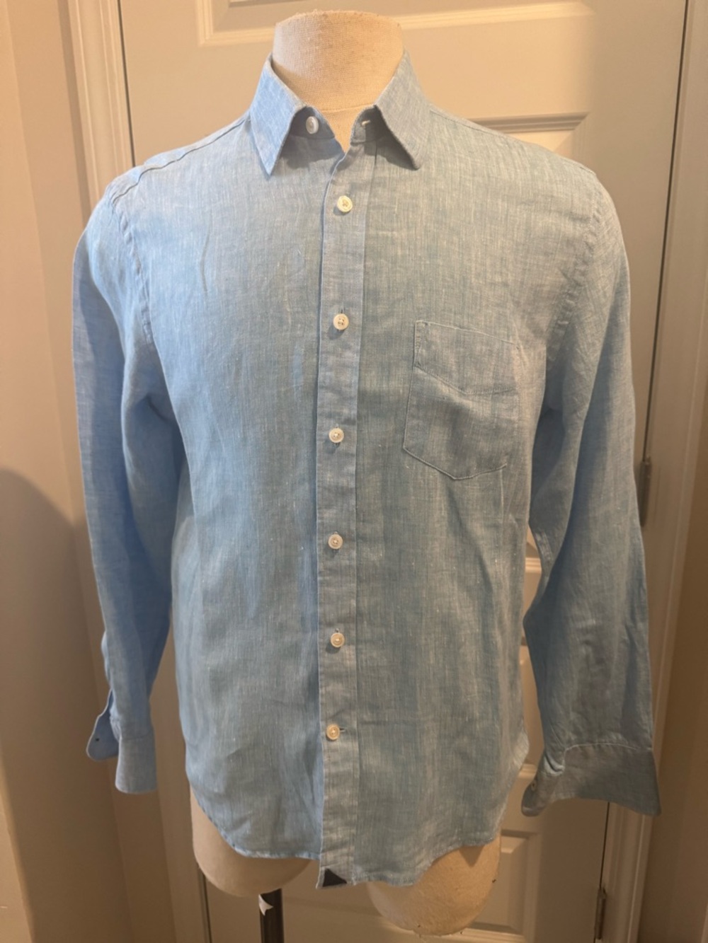 UNTUCKit Light Turquoise Blue L/S Linen Button-Down Shirt Size Medium